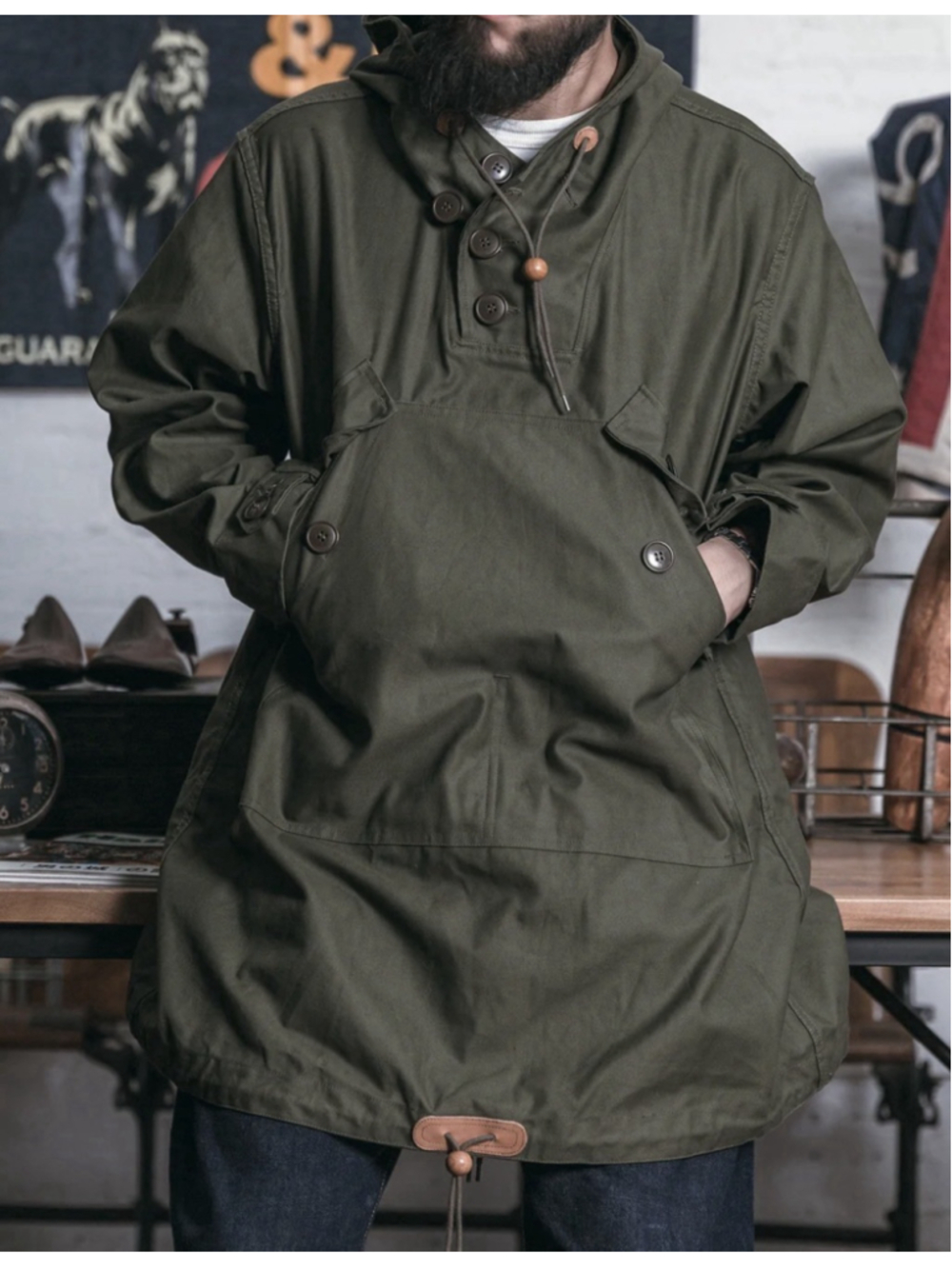 USA SHIP Parka, Field, Cotton, O.D. L - Picture 6 of 8